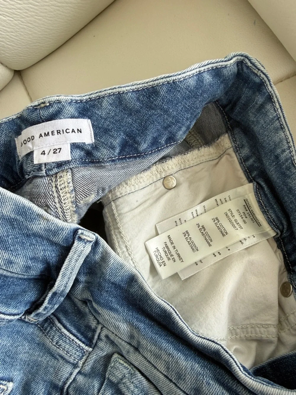 Good American Light Blue Ripped Skinny Jeans